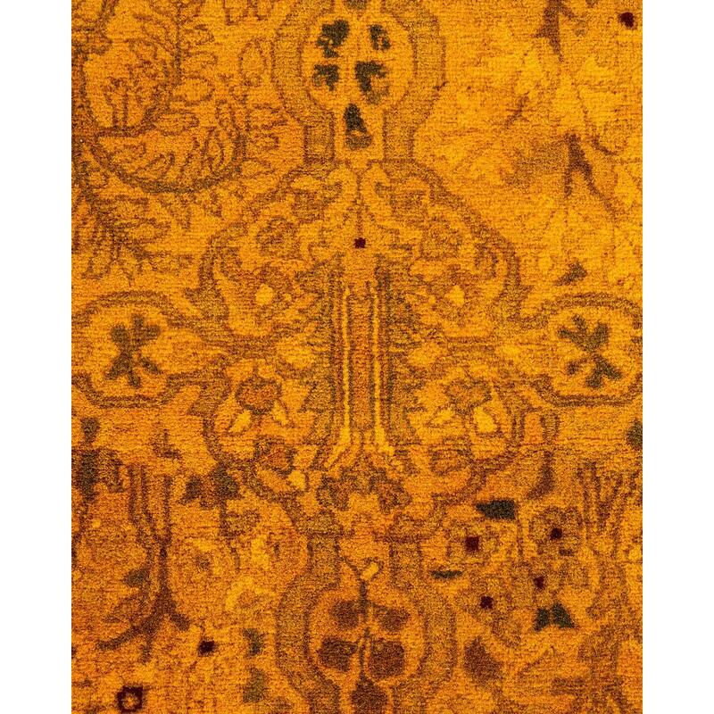 Overton Hand Knotted Wool Vintage Inspired Modern Contemporary Overdyed Gold Runner Rug - 2' 7" x 8' 0"