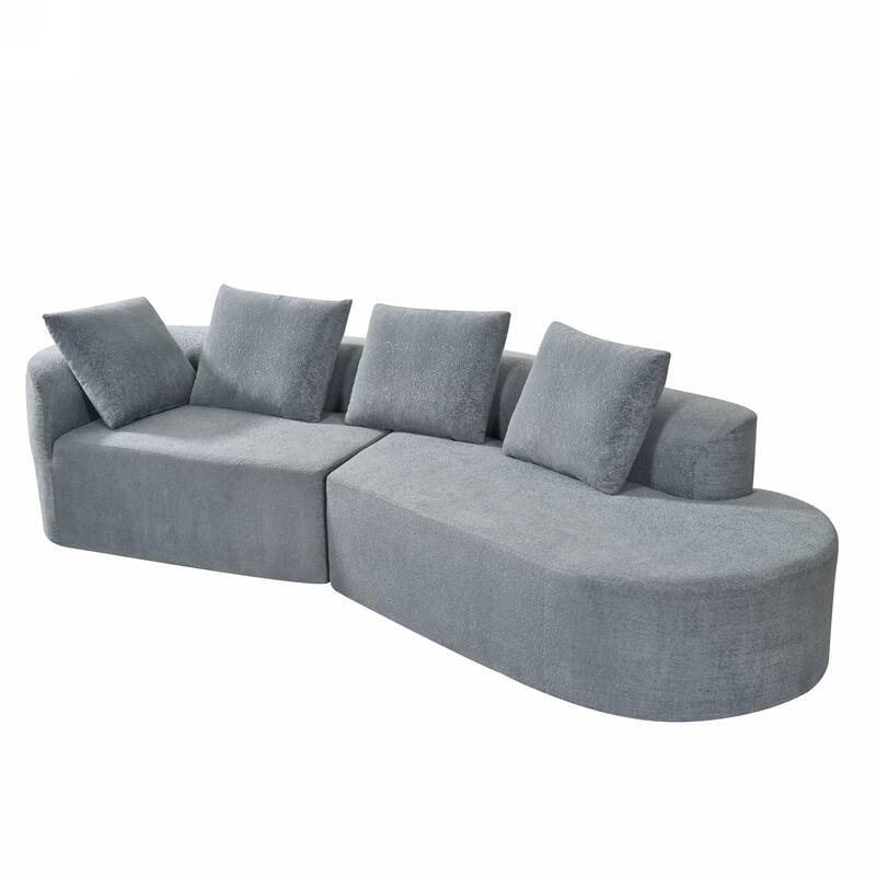 116" Curved Sectional Sofa with Chaise Lounge - High-Density Sponge Cushions, 2-Piece Set, Right-Hand Facing, Fully Assembled