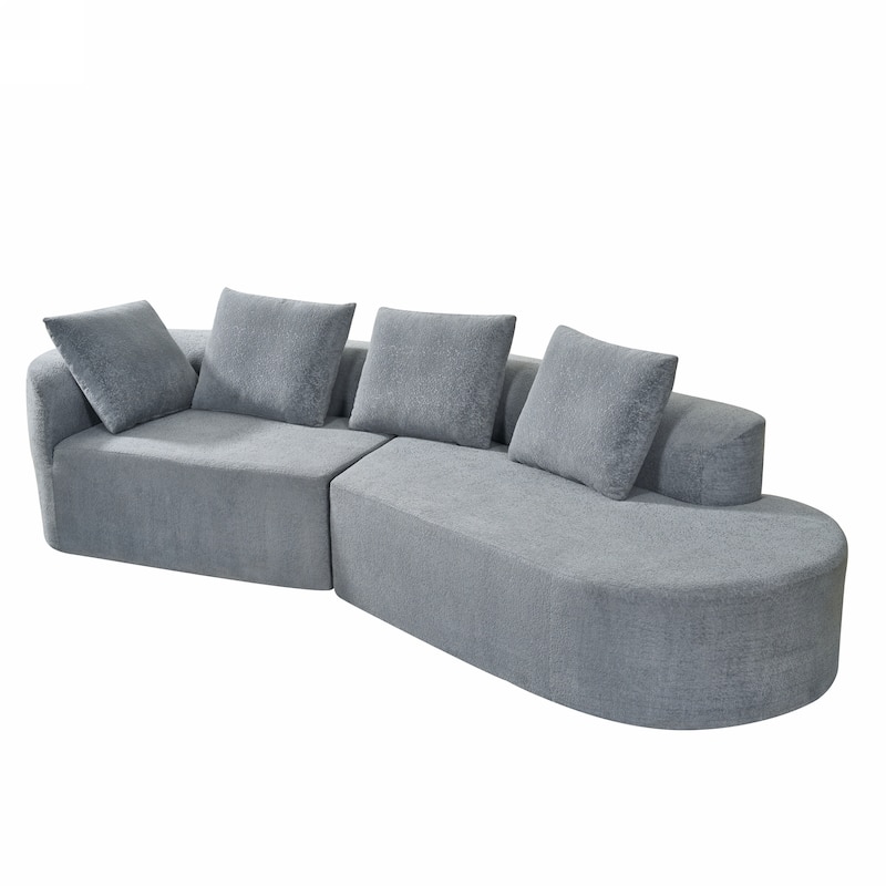 116" Polyester 4-Seater Sofa with High-Density Foam