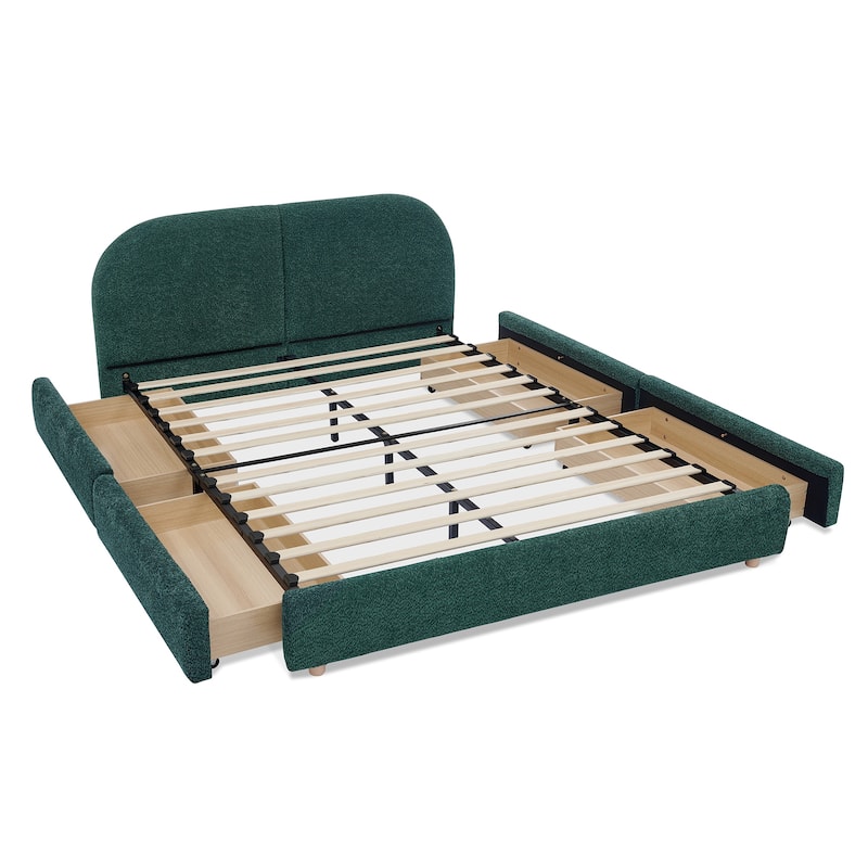 Queen Size Upholstered Bed Frame with Tall Headboard