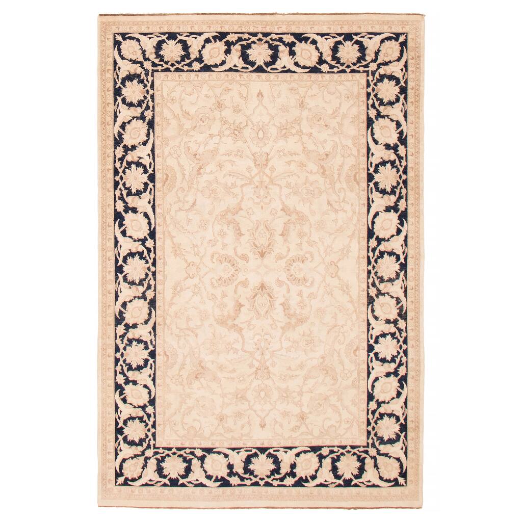 ECARPETGALLERY Hand-knotted Peshawar Finest Cream Wool Rug - 6'0 x 9'0