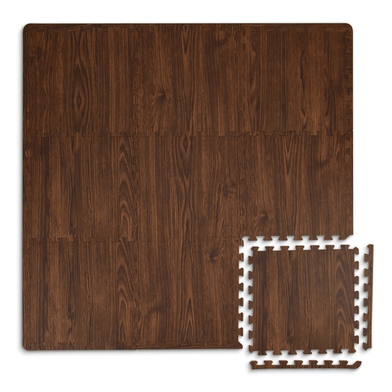 FloorPops Craftsman Interlocking Floor Foam Tiles - 36in x 36in x 0.4in