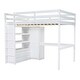 preview thumbnail 6 of 28, Full Size Loft Bed with Built-in Wardrobe and Storage Shelves, Solid Wood Loft Bedframe with Bulit-in Desk and 2 Storage Drawers