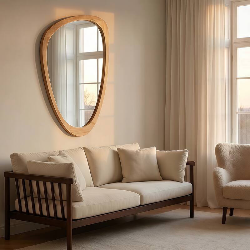 Irregular Solid Wood Frame Decorative Mirror