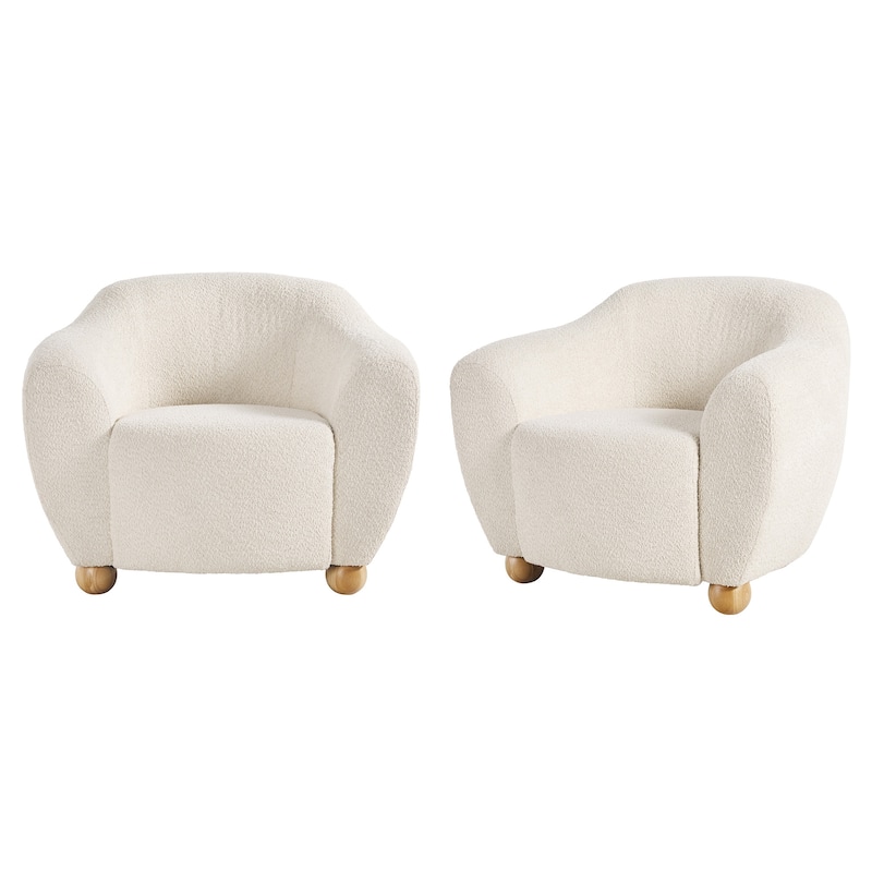 Walker Edison Contemporary Boucle Lounge Accent Chairs (Set of 2)