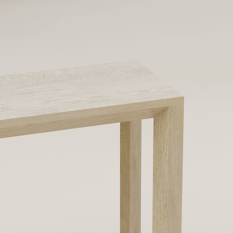 60" Solid Wood Console Table, Rectangular Sofa Table with Wide Top and Open Storage, Behind-Couch Accent Table Entryway Console