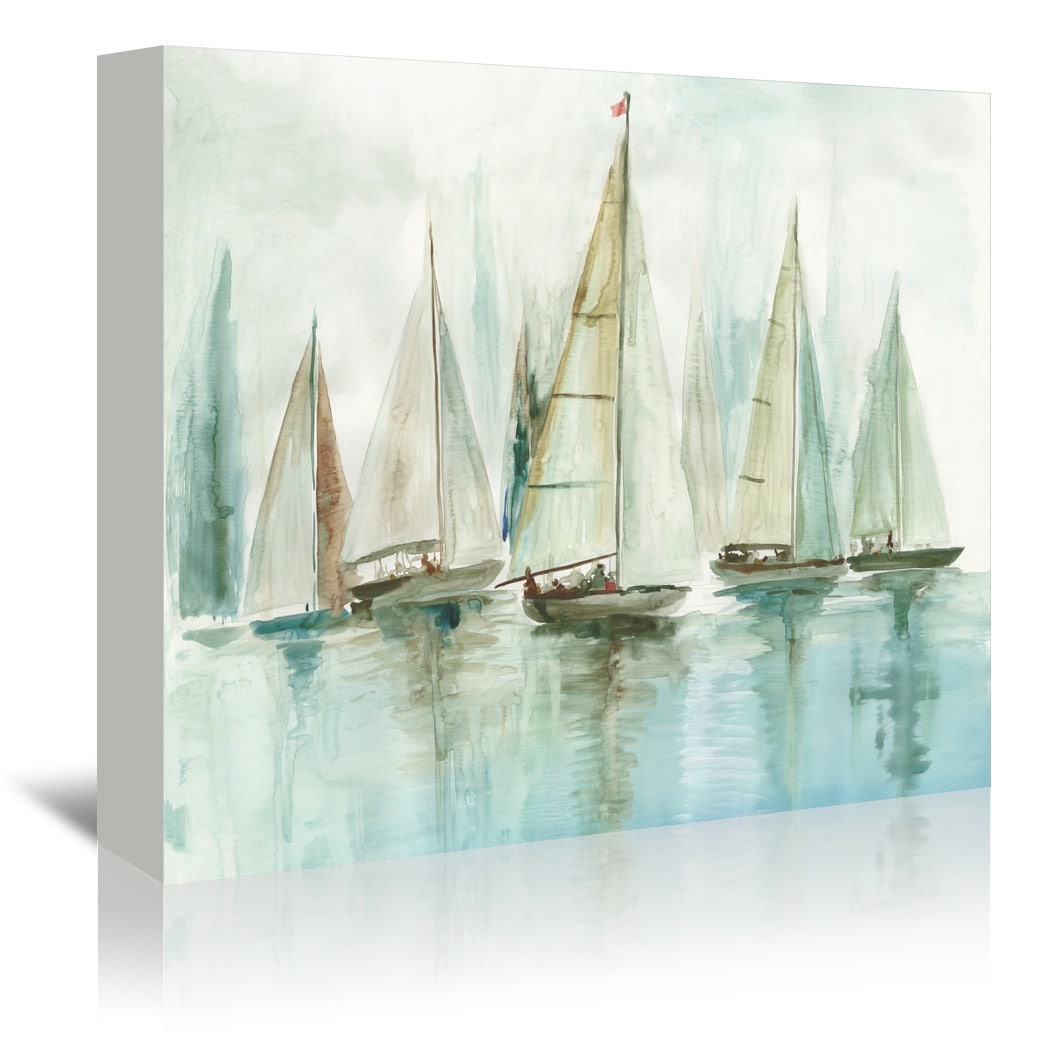 Sail boats 8x10 acrylic on flat canvas. I put this over my desk added a  piece of ribbon so it's easy to hang…