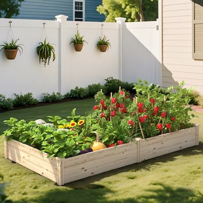 VEIKOUS Natural Wood Raised Garden Bed, Outdoor Planter Box for Vegetables, Flowers, Herbs - 25.8 cu.ft
