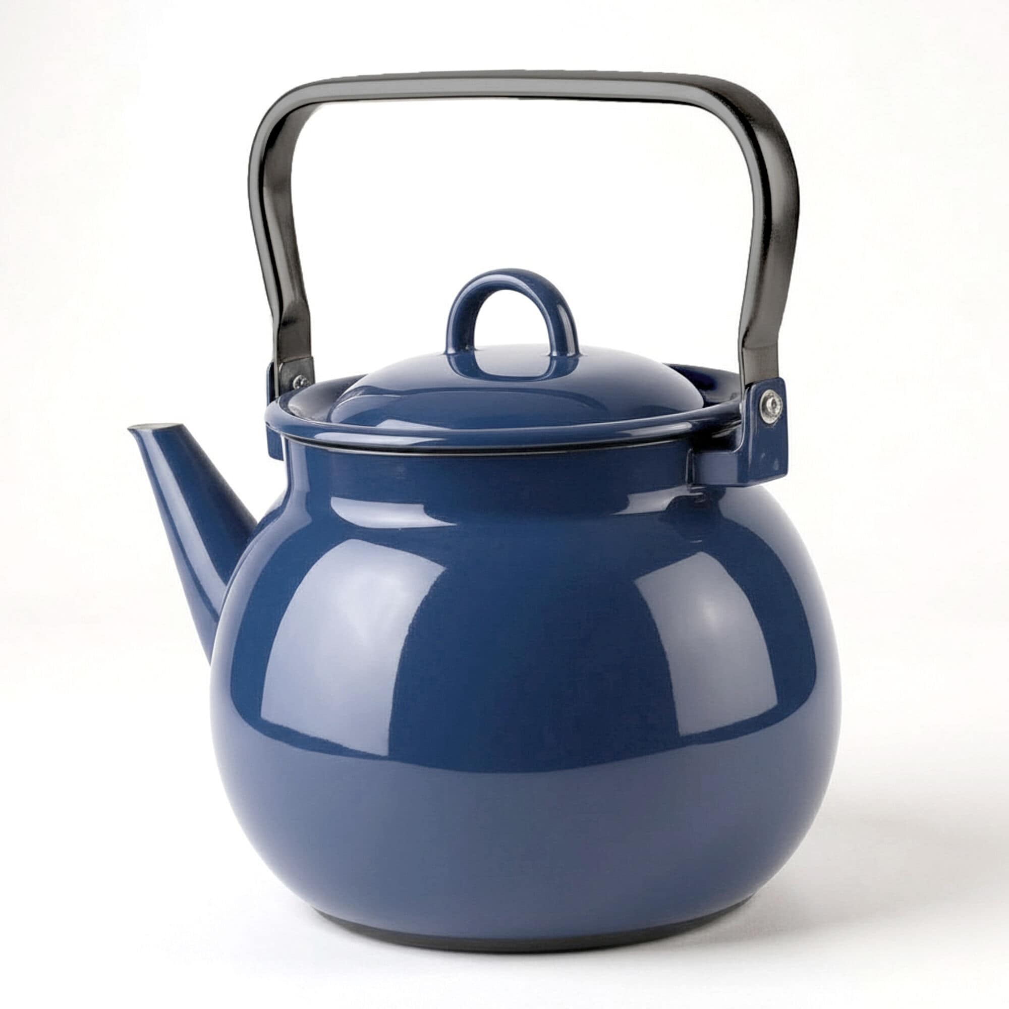 STP Goods Navy Blue Vintage Enamel Kettle with Metal Handle