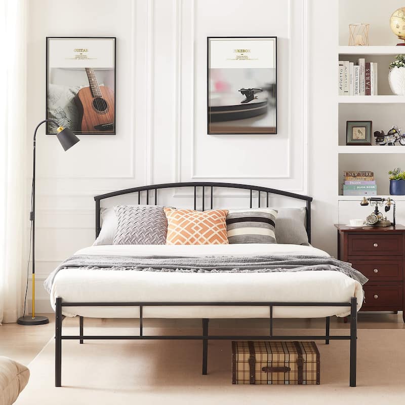 14" Queen Bed Frame Metal Platform Mattress Foundation with headboard Footboard Steel Slat Support/No Box Spring Needed