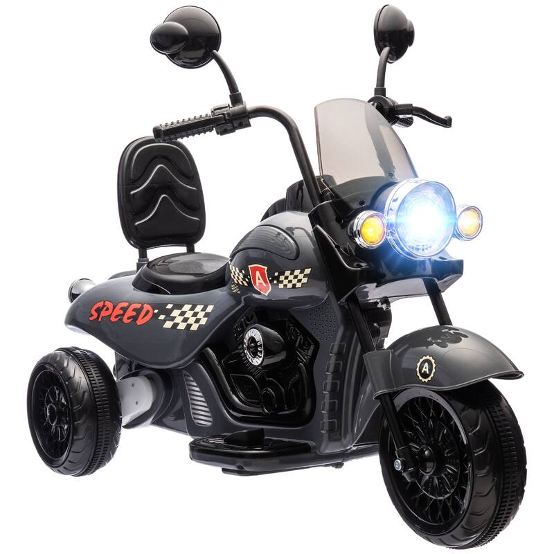 Triple Wheel Kids Electric Motorcycle with Interactive Lights and Spring Suspension for Outdoor Play and Gifts​ - Gray