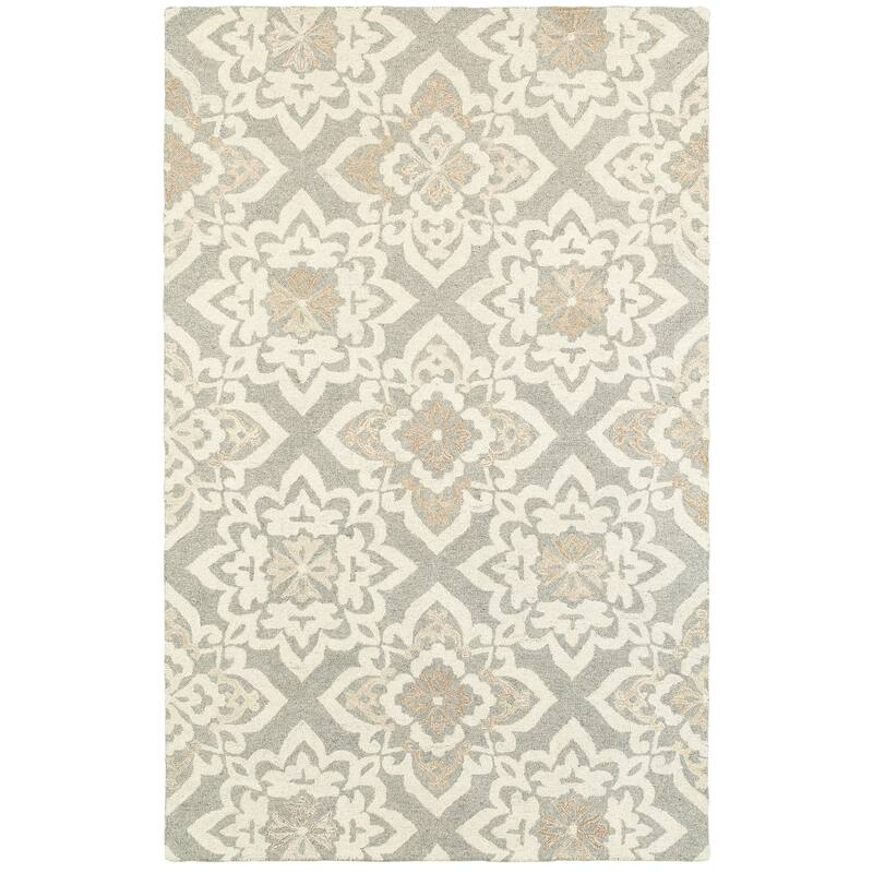 Style Haven Celena Floral Lattice Handcrafted Undyed Wool Area Rug - 5' x 8'