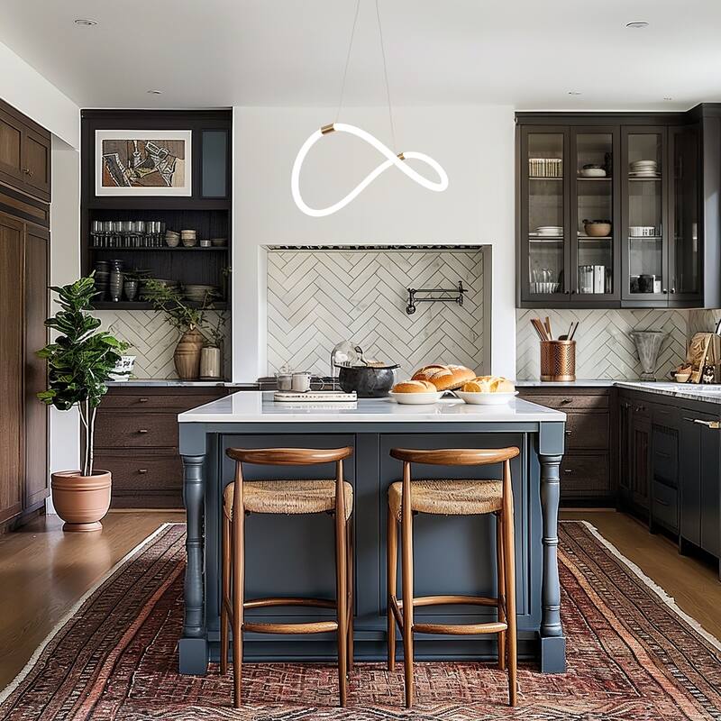 21.5 " Modern Integrated LED Chandelier White Gold Pendant Light for Dining Room