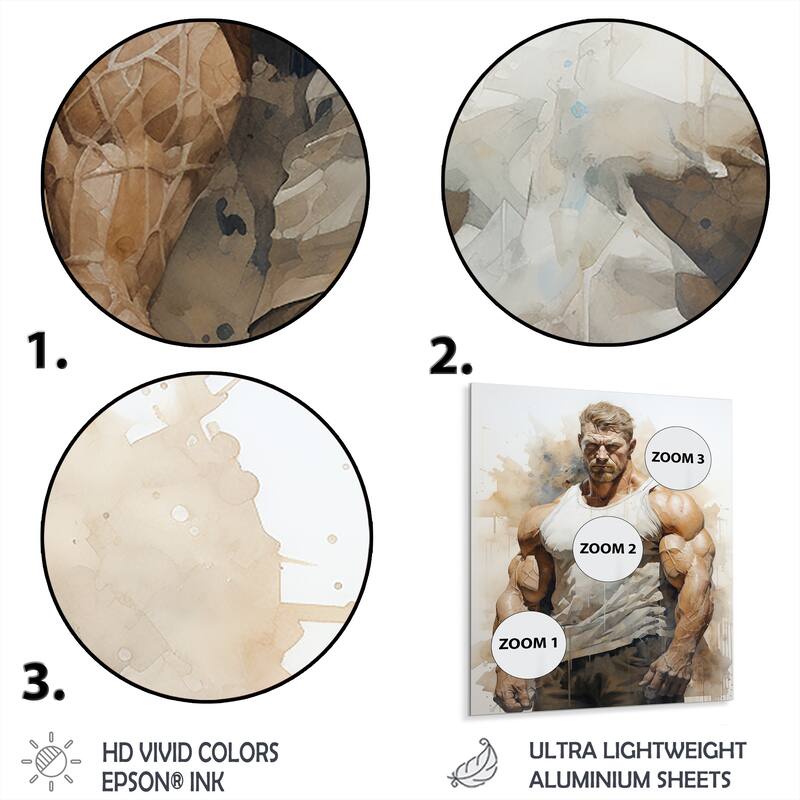 Designart "Bodybuilding Front Relaxed Pose I" Aerobic & Bodybuilding Metal Wall Decor