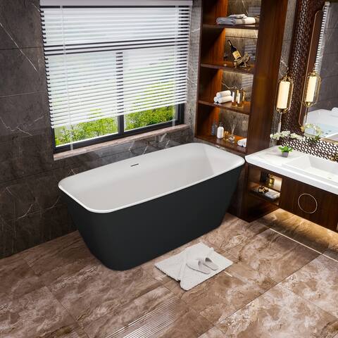 Mokleba 59" Acrylic Freestanding Bathtub Soaking Tub Matte Black