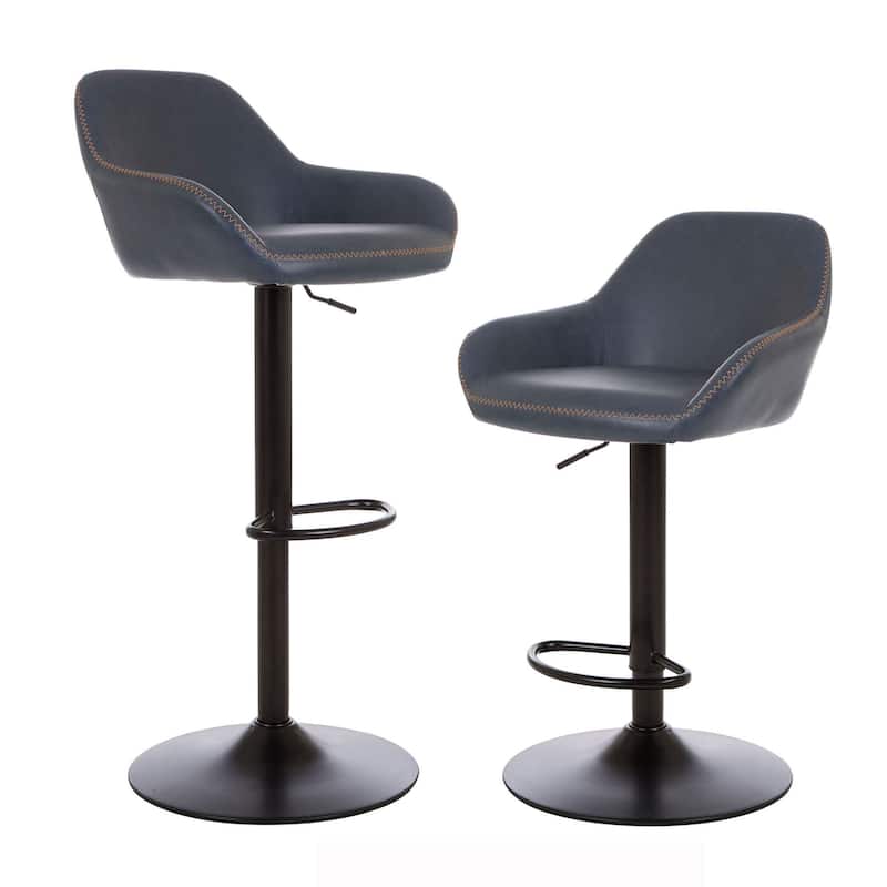 Glitzhome Mid-Century Height Adjustable Faux Leather Swivel Counter Bar Stools
