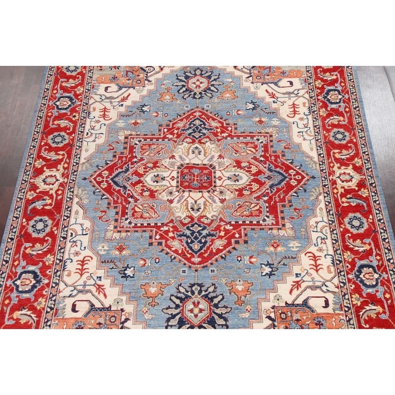 Vegetable Dye Heriz Serapi Oriental Area Rug Hand-knotted Wool Carpet - 8'4" x 11'0"