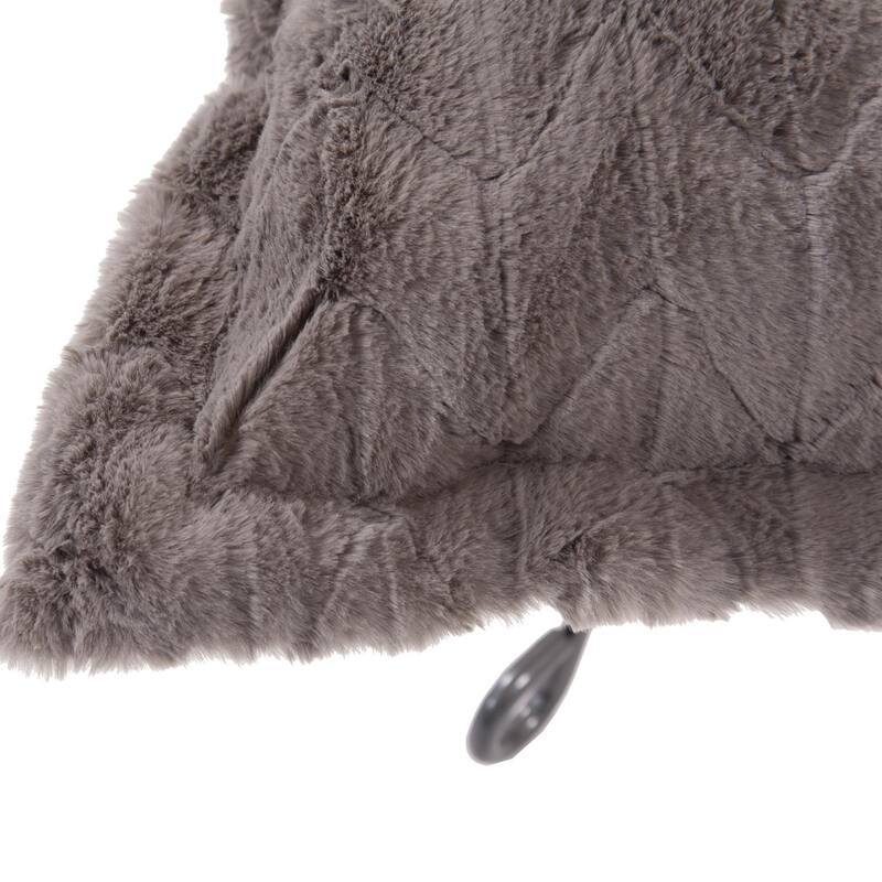 Allan Andrews Scroll Puff Ottoman with Titanium Frame & Cover, Angora Collection