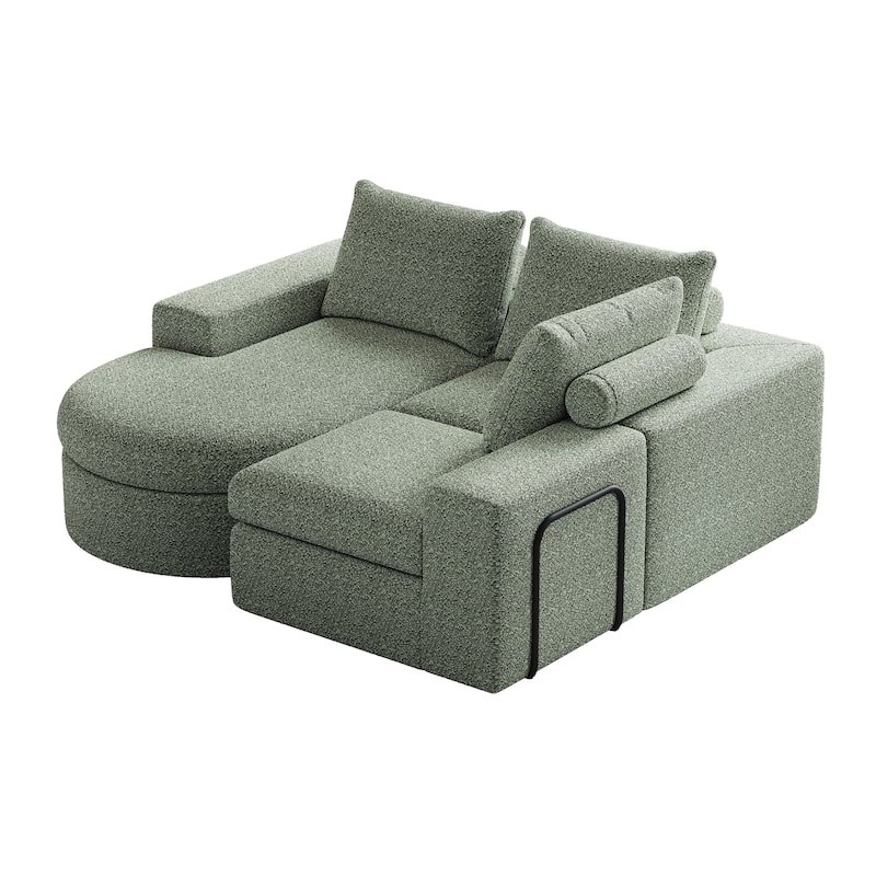 Chenille Cloud Deep Seat Couch L-shape Sectional Sofa w/ Curved Chaise