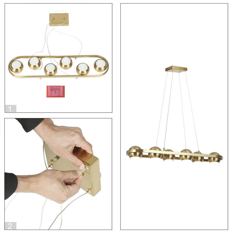 Modern 6-Light LED Gold Chandelier Linear Island Lights for Dining Room - 29.5" L x 4" H
