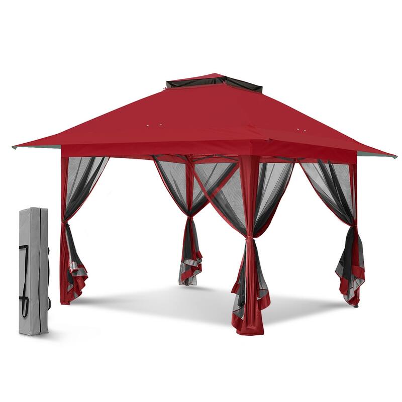 EAGLE PEAK 13x13 Pop Up Gazebo with Mosquito Netting, Easy Up Screened Canopy for Patio and Backyard, Easy Set-up Outdoor Gazebo