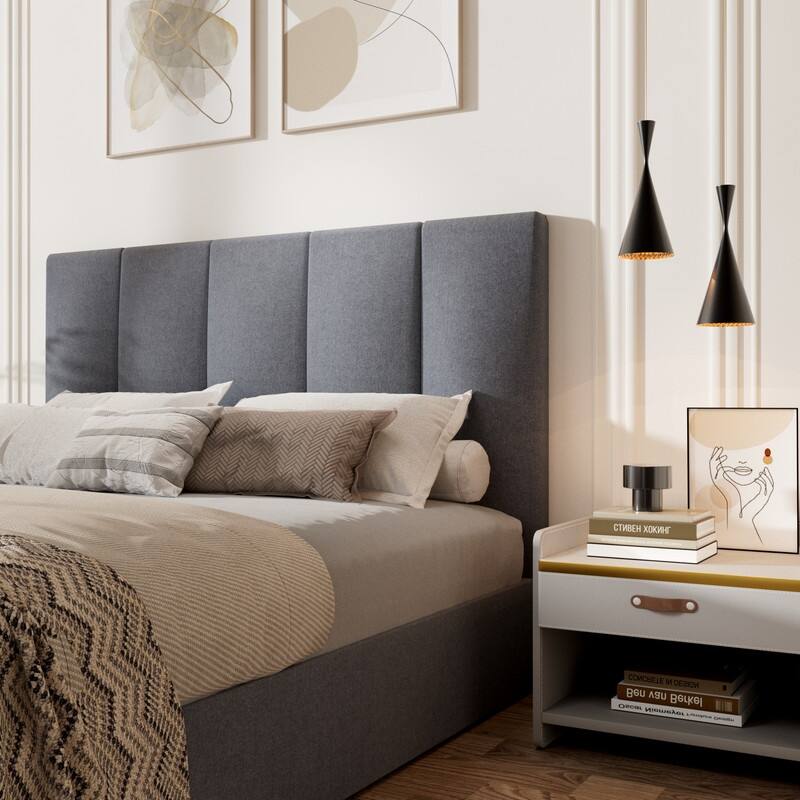 Modern Upholstered Lift-Up Storage Platform Bed with Headboard