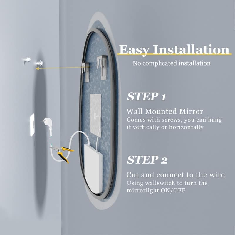 28 x 35 Inch LED Bathroom Vanity Mirror with Lights for Wall, Anti Fog Mirror for Bathroom, 3 Colors and Dimmable Light