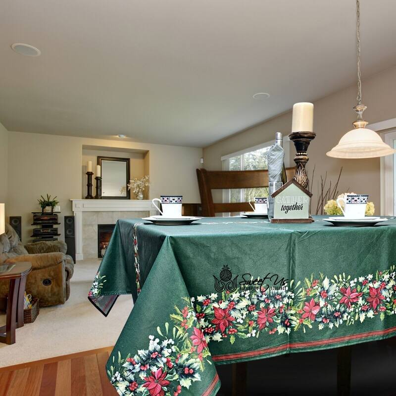 Christmas Acrylic Coated Wipeable Spill Resistant French Tablecloth