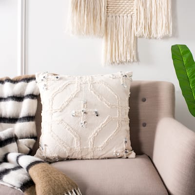 SAFAVIEH Daphne Cotton Sequin White 20-inch Pillow