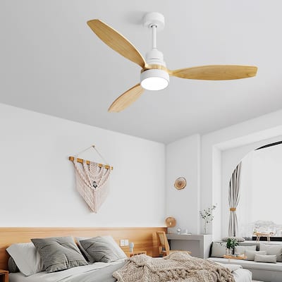 Modern Ceiling Fan Light with Adjustable Lighting and Remote Control, Wooden Blades for Bedroom and Lounge Area