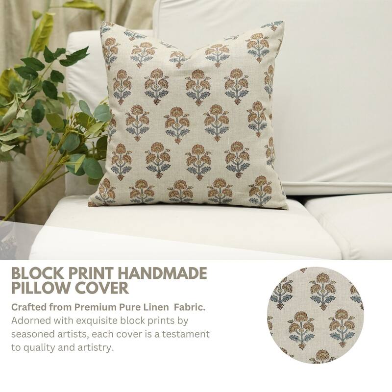 Fabdivine Polka Dots Grey Pure Linen Cushion Cover Soft, 12x20 Inches Handmade Block Print Bedroom or Farmhouse Décor, Shivri