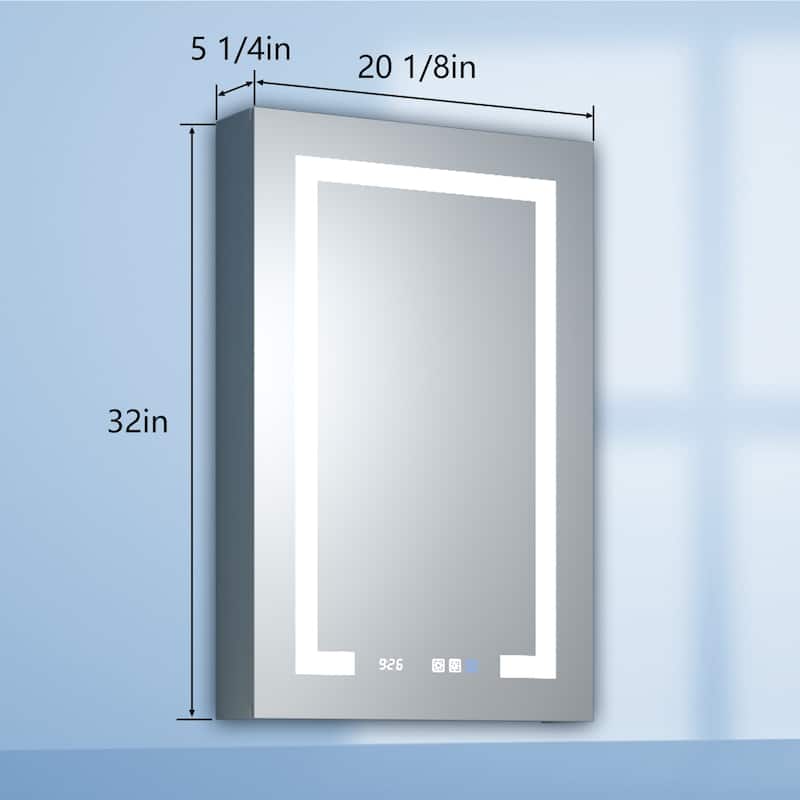 ExBrite LED Lighted Bathroom Medicine Cabinet with Mirror and Shelf,Recessed or Surface Mount,Defog, Stepless Dimming