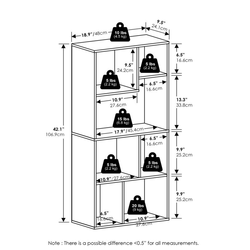 42.13 in. Tall Espresso Wood 7-Shelf Bookcase