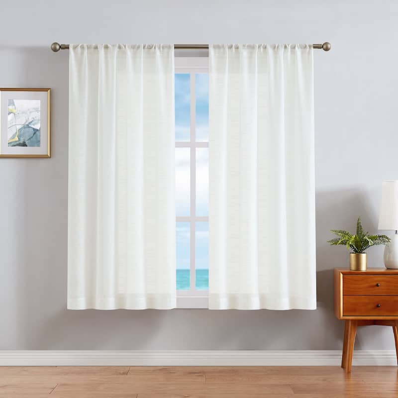Nautica Erasmus Sheer Rod Pocket Window Curtain Panel Pair