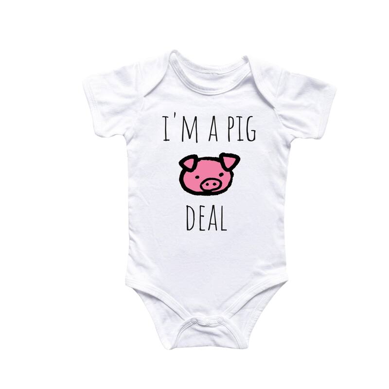 Pig Farm Farmer - Baby Boy Girl Clothes Infant Bodysuit Funny Cute Newborn - White - 6-9M