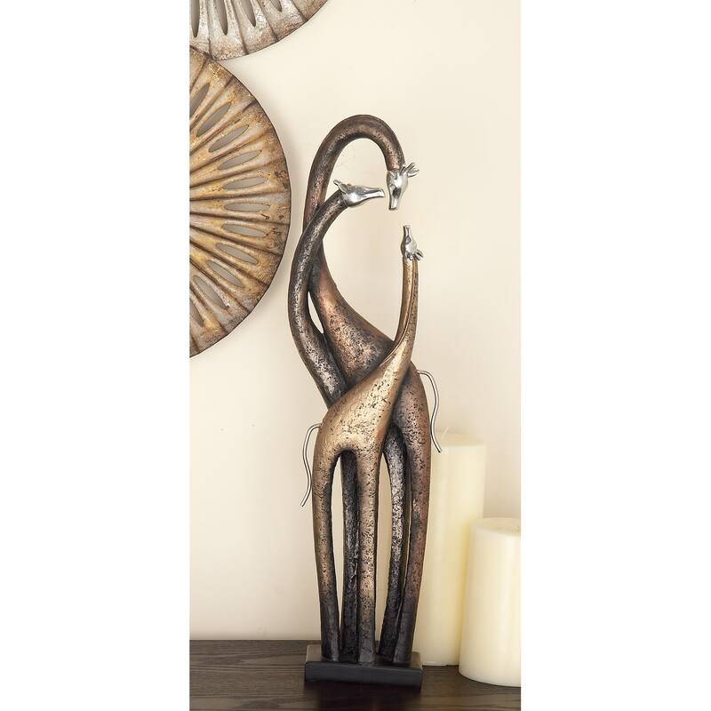 Brass Polystone Giraffe Decorative Sculpture - Brass