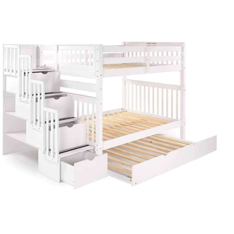 Taylor & Olive Trillium Full over Full Stairway Bunk Bed, Twin Trundle