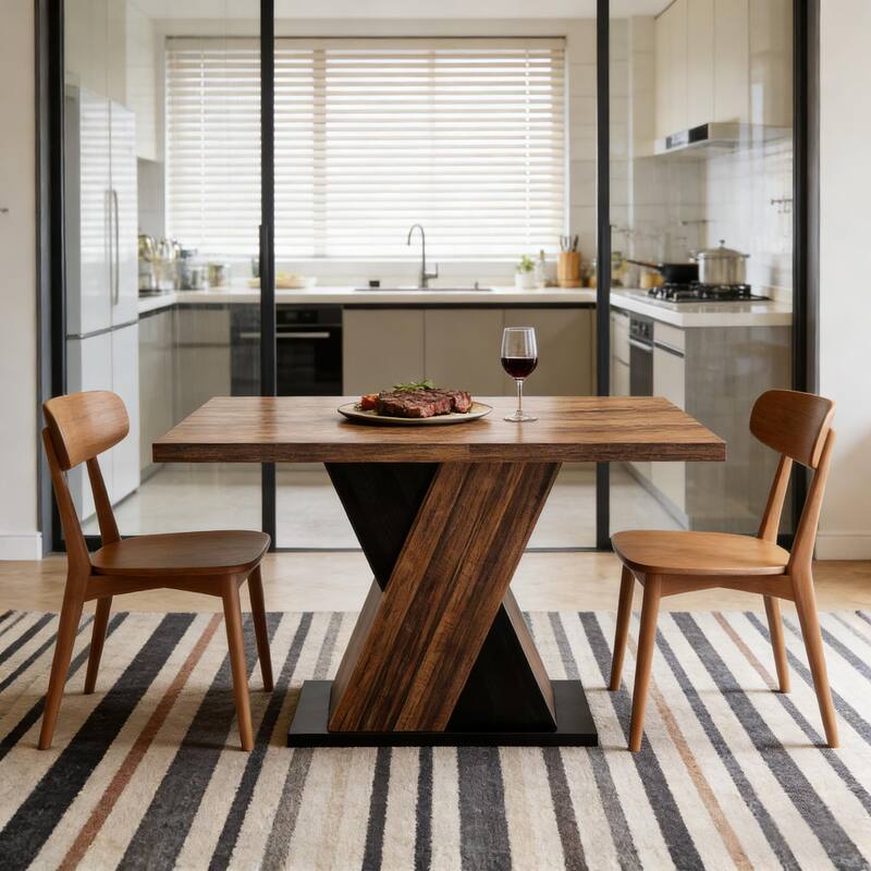 Wood Coffee Table, Kitchen Table for 4-6 People, Dining Table Greeting Table with X Shaped Base - Dark Brown