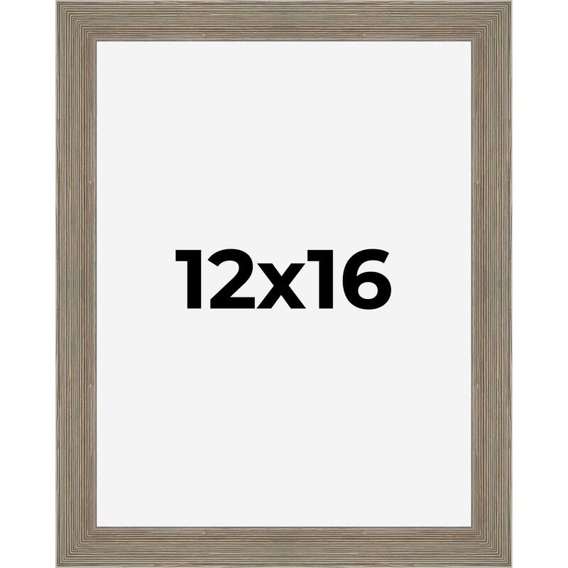 12x16 Grey Rustic Wide Barnwood Picture Frame - UV Acrylic, Foam Board Backing, Hanging Hardware