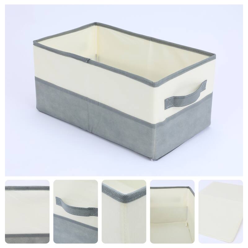 Fabric Storage Cube with Handles, 1 Pack Collapsible Storage Bin Basket for Shelves Closet Organizing Clothes - Grey - 16*9*8in