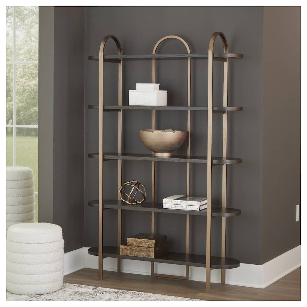 Signature Design by Ashley Brentmour Brown/Gold Bookcase - 47.81" W x 12" D x 72" H