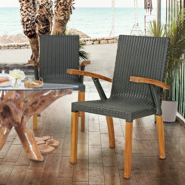 Chic Teak Outdoor Teak Wood Patio Bali Dining Chair Overstock 31927310