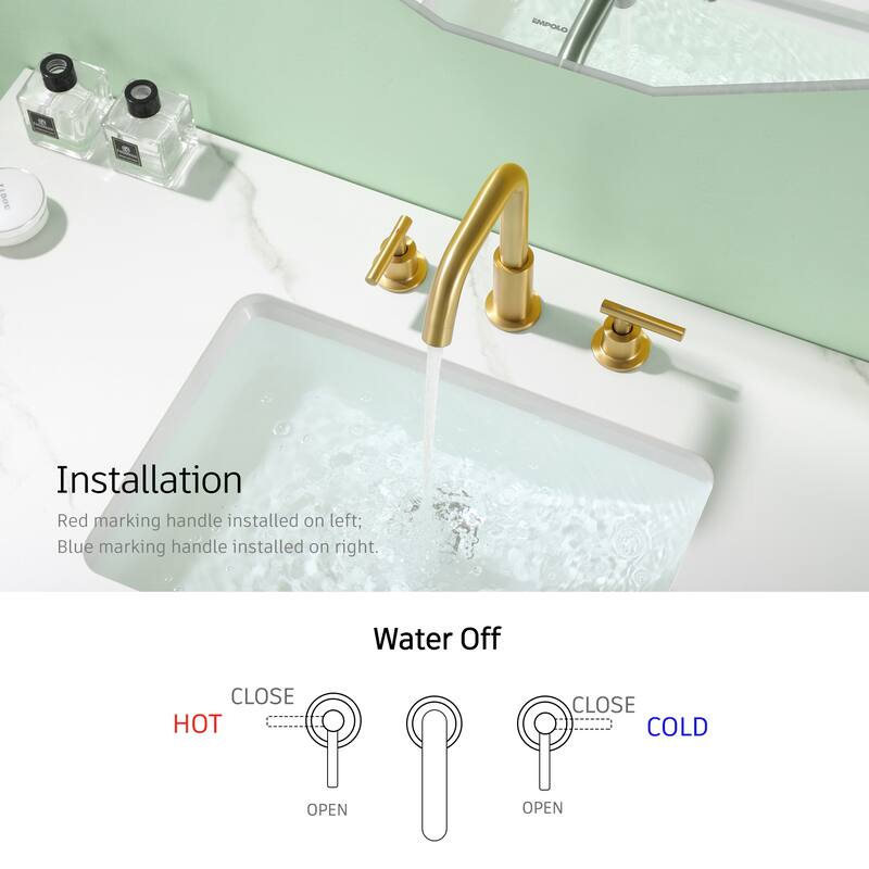 CASAINC 8 in. Widespread 2-Handle Bathroom Faucet with Valve