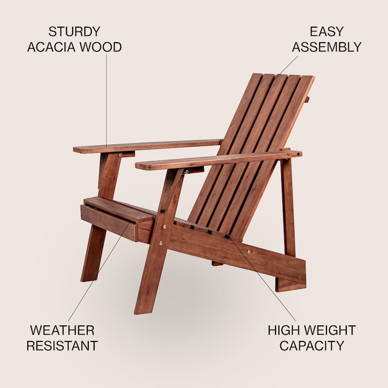 Westport Outdoor Patio Modern Acacia Wood Adirondack Chair, by JONATHAN Y