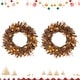 preview thumbnail 1 of 8, Gymax Set of 2 24'' Pre-lit Christmas Wreath Front Door Artificial Brown