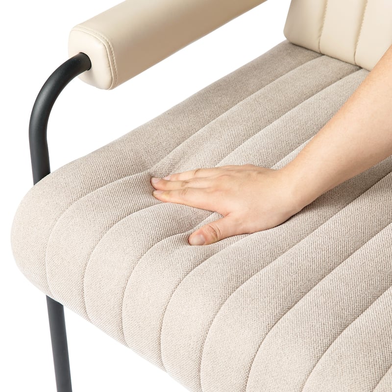 Glitzhome Set of 2 29.5"W Leatherette and Fabric Combination Armchairs With Padded Arms - 29.5" W x 34" H x 30" D