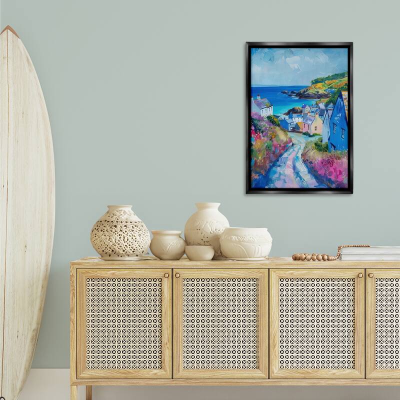 Stupell Seaside Town Overlook Framed Floater Canvas Wall Art Design By LSR Design Studio