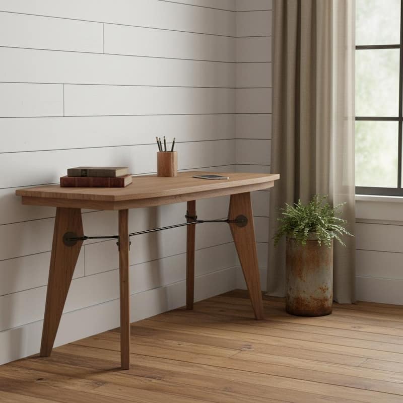 HomeRoots 63" Natural Reclaimed Wood Writing Desk - Natural