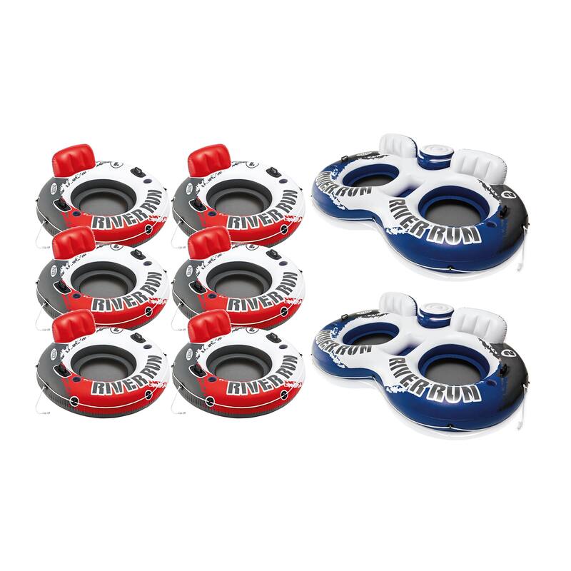 Intex River Run 1 Red Inflatable Tube (6 Pack) + 2-Person River Float (2 Pack)