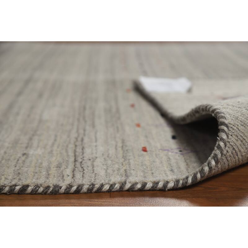 Hand Knotted Oriental 100% Wool Carpet Tribal Animal Pictorial Greys & Charcoal Gabbeh Area Rug - 7' 9'' X 5' 1''
